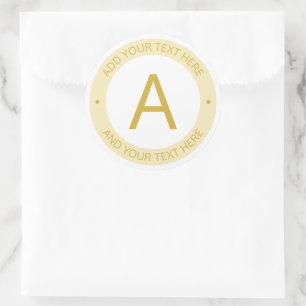 Pegatina Redonda Monograma de estilo de logotipo moderno Oro y bl