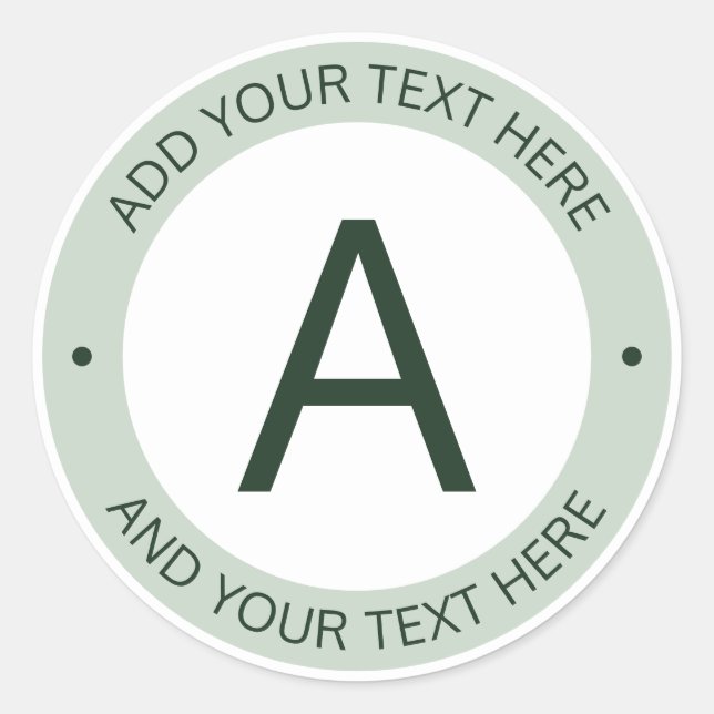 Pegatina Redonda Monograma de estilo de logotipo moderno | Verde y  (Anverso)