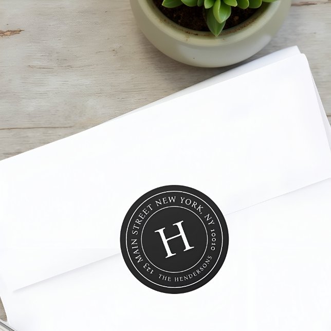 Pegatina Redonda Monograma de familia de Moda simple moderna de la  (Subido por el creador)