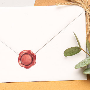 Pegatina Redonda Monograma de Faux Red Wax Inicials