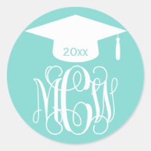 Monograma de Graduación DIY Turq Aqua Vine Script 