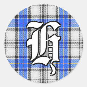 Pegatina Redonda Monograma de Hannay Tartan