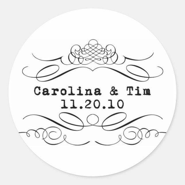 Pegatina Redonda Monograma de imprenta de desplazamiento (Anverso)