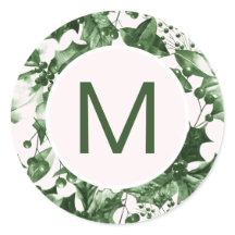 Monograma de impresión de hongos verdes para Navid