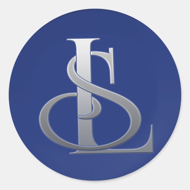 Pegatina Redonda Monograma de interbloqueo de personalizado (Anverso)