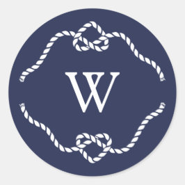 Pegatina Redonda Monograma de la caligrafía del nudo