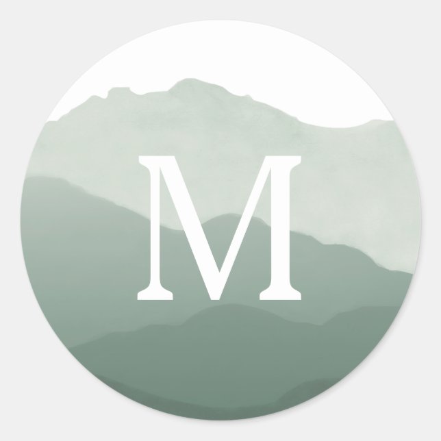 Pegatina Redonda Monograma de la Cordillera Monográfica (Anverso)