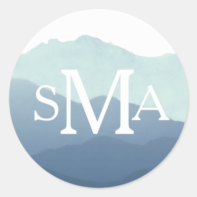 Pegatina Redonda Monograma de la Cordillera Monográfica (Anverso)