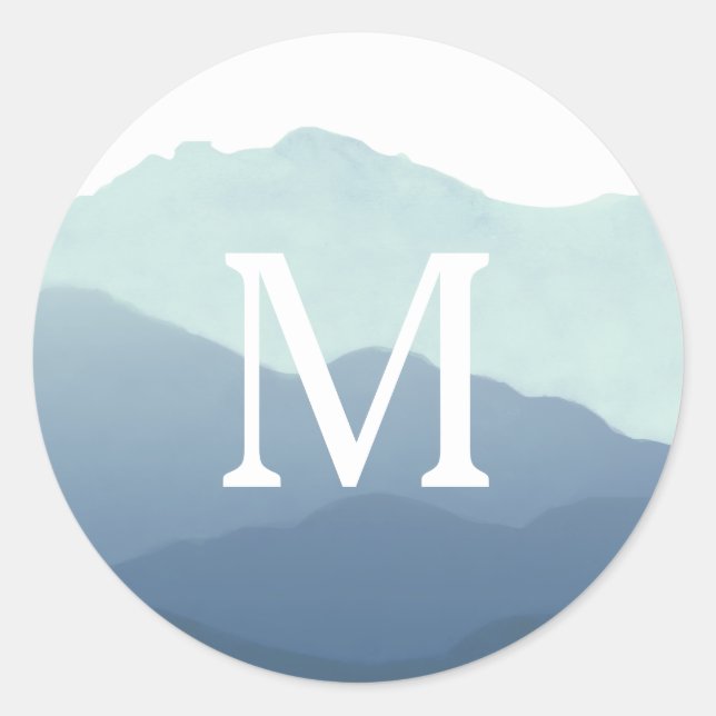Pegatina Redonda Monograma de la Cordillera Monográfica (Anverso)