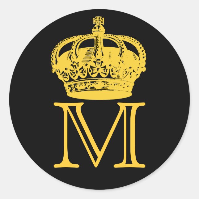Pegatina Redonda Monograma de la corona (Anverso)