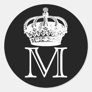 Pegatina Redonda Monograma de la corona