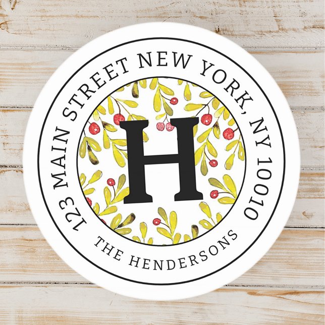 Pegatina Redonda Monograma de la familia de Navidades modernos de l (Subido por el creador)