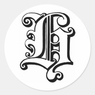 Pegatina Redonda Monograma de la letra H