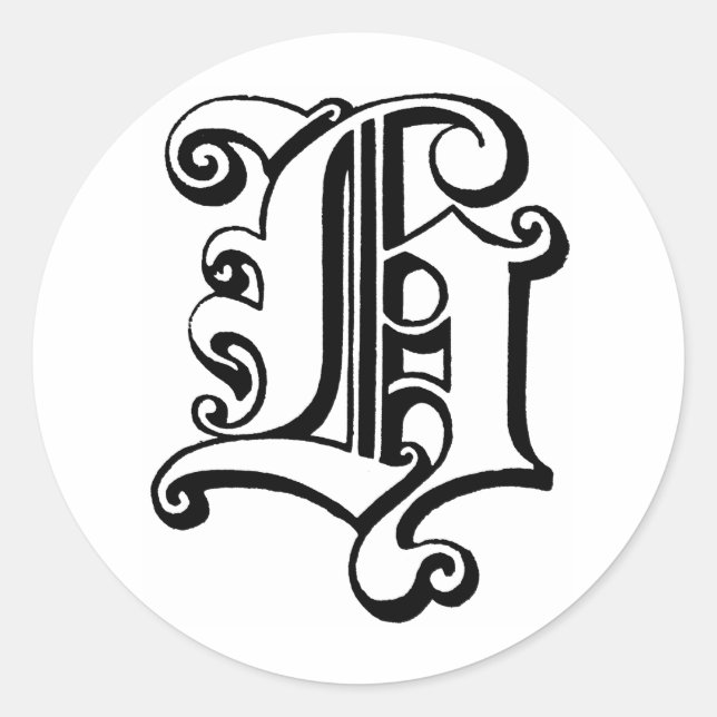 Pegatina Redonda Monograma de la letra H (Anverso)