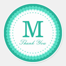 Pegatina Redonda Monograma de la vieira Esmeralda Gracias