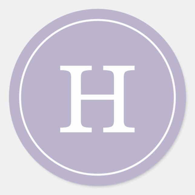 Pegatina Redonda Monograma de lavanda (Anverso)