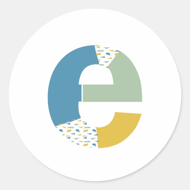 Pegatina Redonda Monograma de letra E abstracta moderna personaliza (Anverso)