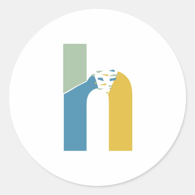 Pegatina Redonda Monograma de letra H abstracta moderna personaliza (Anverso)