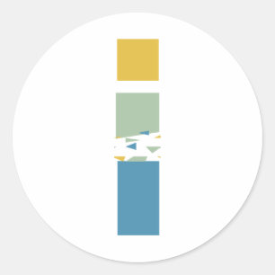 Pegatina Redonda Monograma de letra I abstracta moderna personaliza