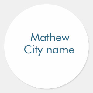 Pegatina Redonda monograma de letra inicial simple agrega tu nombre