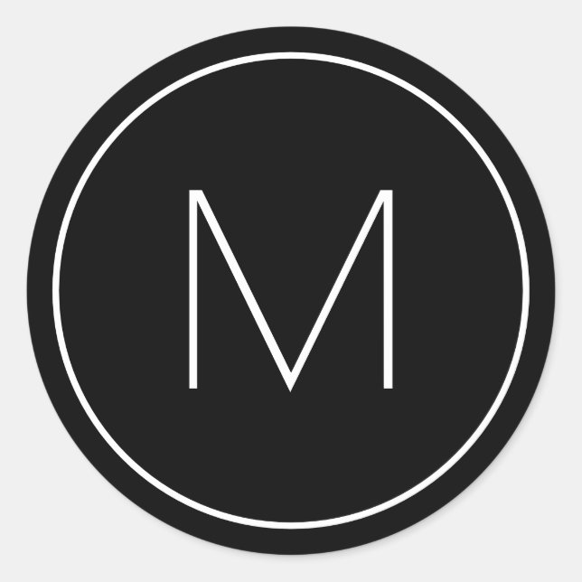 Pegatina Redonda Monograma de letra única minimalista moderna (Anverso)