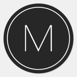 Pegatina Redonda Monograma de letra única minimalista moderna