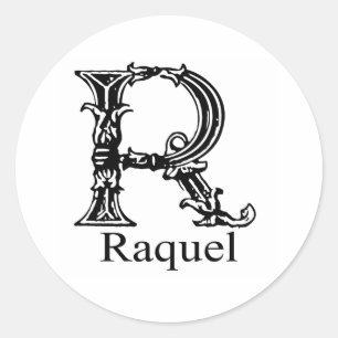 Pegatina Redonda Monograma de lujo: Raquel