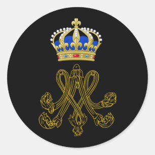 Pegatina Redonda Monograma de Marie Antonieta