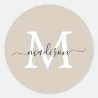 Monograma de nombre de guión personalizado beige c