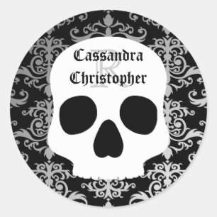 Pegatina Redonda Monograma de nombres de Halloween