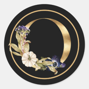 PEGATINA REDONDA MONOGRAMA DE ORO DE TEMA DE CAÍDA O CON PUMPKINAS