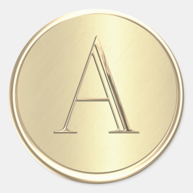 Pegatina Redonda Monograma de oro de TODAS LAS INICIALES (Anverso)