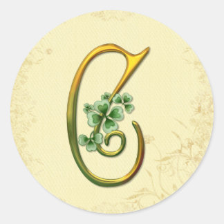 Pegatina Redonda Monograma de oro irlandés C