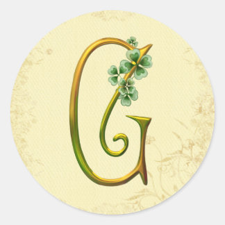 Pegatina Redonda Monograma de oro irlandés G