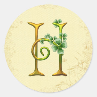 Pegatina Redonda Monograma de oro irlandés H
