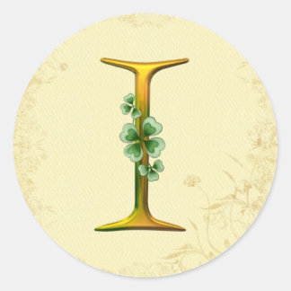 Pegatina Redonda Monograma de oro irlandés I