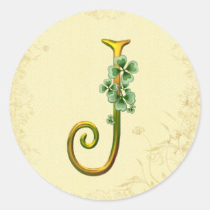 Pegatina Redonda Monograma de oro irlandés J