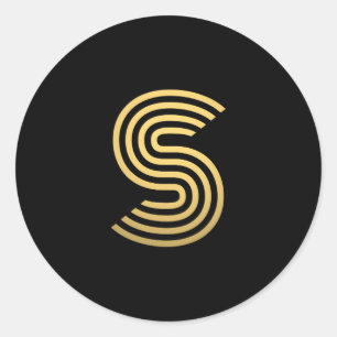 Pegatina Redonda Monograma de oro moderno