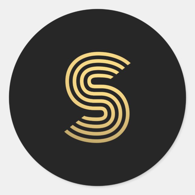 Pegatina Redonda Monograma de oro moderno (Anverso)