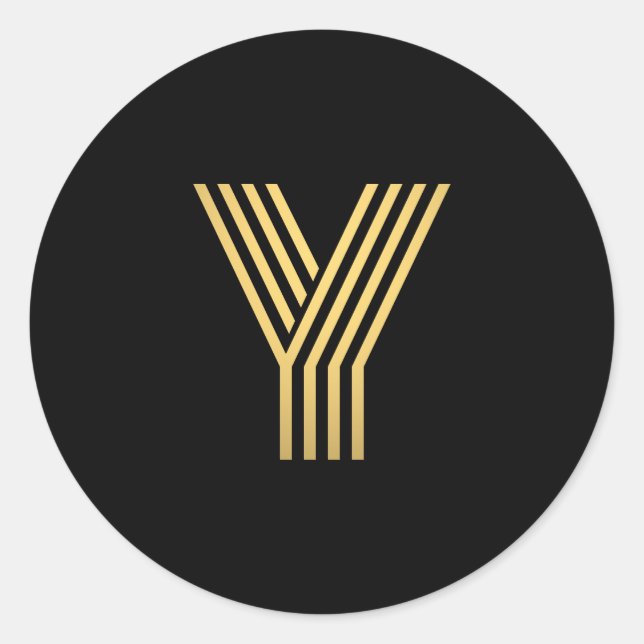 Pegatina Redonda Monograma de oro moderno (Anverso)