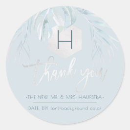 Pegatina Redonda Monograma de palmas de plata de PixDezines, Gracia