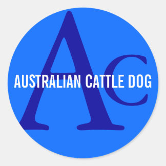 Pegatina Redonda Monograma de perro de ganado vacuno australiano