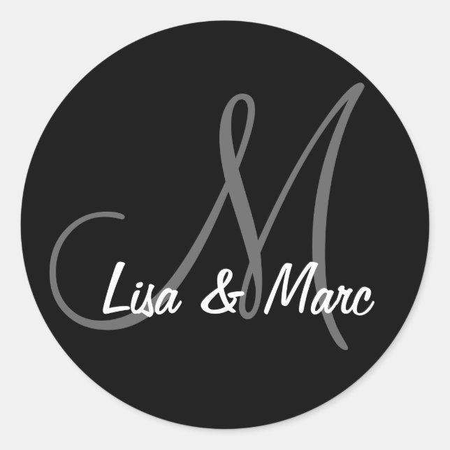 Pegatina Redonda Monograma de personalizable (Anverso)