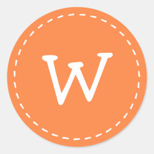 Pegatina Redonda Monograma de Personalizado simple estitch moderno