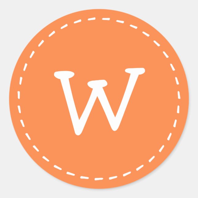 Pegatina Redonda Monograma de Personalizado simple estitch moderno (Anverso)