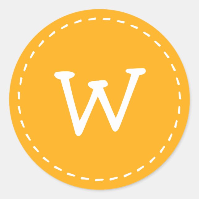 Pegatina Redonda Monograma de Personalizado simple estitch moderno (Anverso)