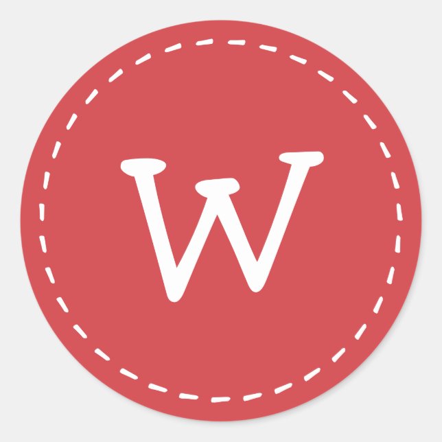 Pegatina Redonda Monograma de Personalizado simple estitch moderno (Anverso)