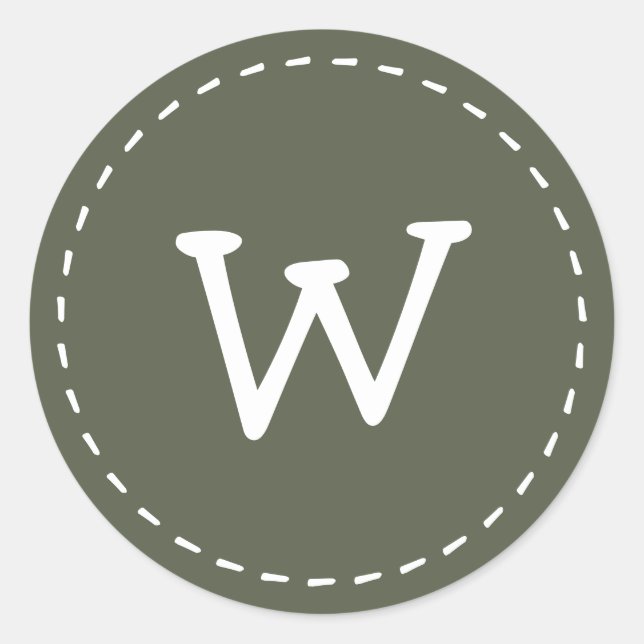 Pegatina Redonda Monograma de Personalizado simple estitch moderno (Anverso)