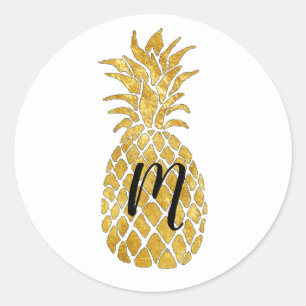 Pegatina Redonda monograma de piña