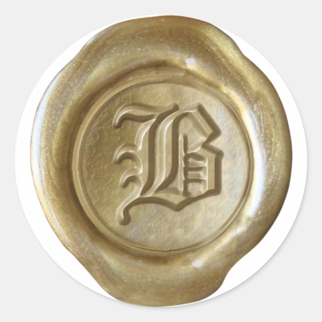 Pegatina Redonda Monograma de sellado de cera - Oro - Inglés antigu (Anverso)